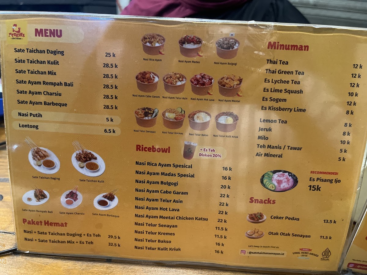 Sate Taichan Senayan Yogya Menu - Image 1